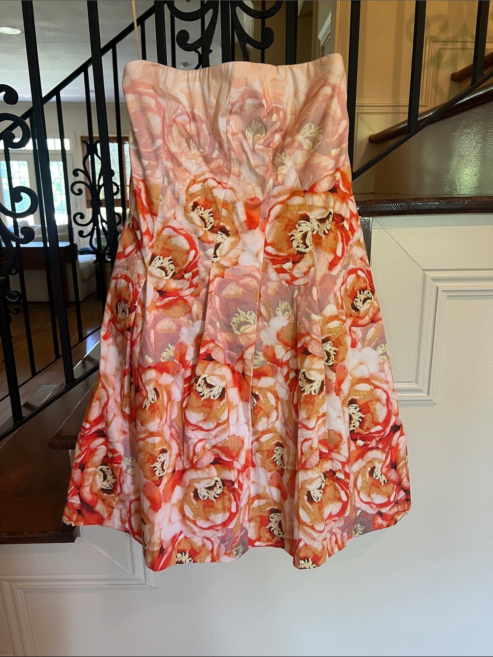 Etcetera Girls' Floral Strapless Dress in Peach and Coral
